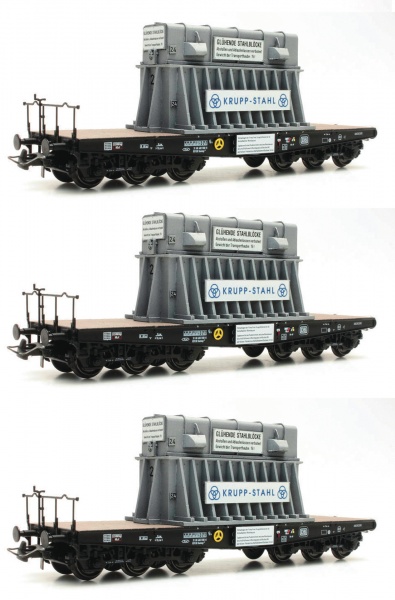 Set of 3 flat cars loaded with cogged bloom hoods<br /><a href='images/pictures/Roco/Roco-76157.jpg' target='_blank'>Full size image</a>